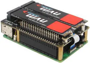 Geekworm X1004 PCIe to Dual M.2 HAT NVMe 2280 SSD PCIe Peripheral Board for Raspberry Pi 5