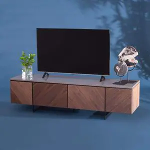 SAFAVIEH Couture Collection Archie Walnut Chevron (65-inch Flat Screen) TV Stand (SFV8716A)