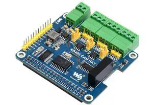 waveshare Isolated RS485 CAN HAT B, Compatible with Raspberry Pi 5/4B/3B/Zero/Zero W/Zero 2W/Pico/Pico W/Pico WH, Type 2-Ch RS485 and 1-Ch CAN Multi Protections