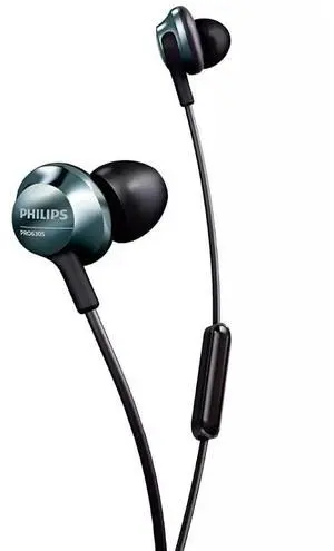 Philips Audio in-Ear Headphones PRO6305BK/00 in-Ear Headset (High-Res Audio, Built-in Microphone, Noise Isolating, 3 Sizes of Ear Caps, Ergonomic Design) Black/Silver