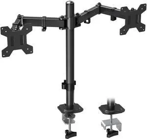 MOUNTUP Dual Monitor Desk Mount, Max 32 Inch up to 17.6lbs, Fully Adjustable Dual Monitor Arm for 2 LCD Screens, Double Monitor Stand with C-Clamp and Grommet Base