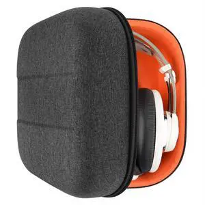 Geekria Shield Headphones Case Compatible with Sennheiser HD820, HD800S, HD800, HD700, HD599SE, Replacement Protective Hard Shell Travel Carrying Bag with Accessories Storage (Dark Grey)