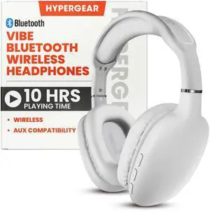 HyperGear Vibe Bluetooth Wireless Headphones - Over-Ear Headphones Wireless for Music, Built-in Mic & Controls, Memory Foam Ear Cups for Travel, Home Office, Gym & More - White
