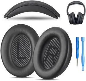 AHG Accessory House Global Replacement QC Ear Pad and Headband Pad Kit Cushion. Compatible with Bose QuietComfort (2023) QC45 QC35 QC35 II QC SC QC SE Wireless Noise Cancelling Headphones (Black)