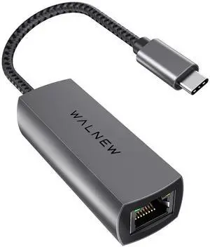 WALNEW USB-C 2.5gb Ethernet Adapter, USBC to RJ45 LAN Connector,2.5 Gigabit Network Cable Converter Thunderbolt 3 for NAS Server,Mac,iMac,MacBook Pro,iPad Air,Dell XPS 17 15,Surface Laptop,Chromebook