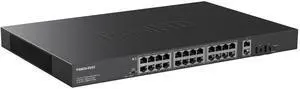 24 Port Full Gigabit PoE Switch with 2 Uplink Gigabit Port & 2 SFP Port, 24 Port PoE+ Network Switch, Total Budget 400W, 48V Standard POE, 802.3af/at Compliant, Unmanaged Plug and Play, Rack Mount