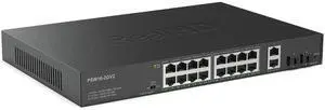 16 Port Full Gigabit PoE Switch with 2 *Gigabit SFP Ports & RJ45 Ports, Unmanaged Plug and Play, High Power Total Budget 300W, 802.3af/at Compliant, Fanless & Slience, Metal Housing, Rack Mount