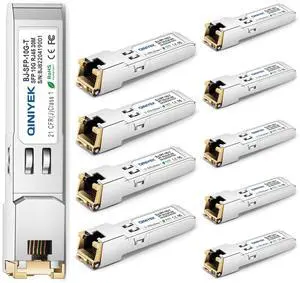 [10 Pack] 1.25/2.5/5/10G SFP+ to RJ45 Transceiver, 10Gbase-T SFP+ Ethernet Copper Module for Cisco SFP-10G-T-S, MikroTik S+RJ10, Ubiquiti UF-RJ45-10G, Netgear, TP-Link, Fortinet (CAT.6a/CAT7, 30m)