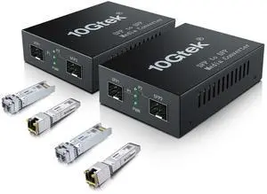 ipolex 10G SFP+ to SFP+ Fiber Media Converter, 10G OEO Converter, with SFP+ SR Module and 10GBase-T Copper Module, Supports Multi Mode LC Fiber and CAT.6a/7,Fiber to Ethernet Transmission up to 300m