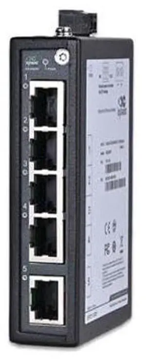 InHand Networks 5-Port Unmanaged Industrial Gigabit Ethernet Switch, 5 * 10/100/1000 Base-T(X) Adaptive RJ45 Ports, Operating Temperature from -40°C to +75°C, IP30, DIN Rail, FCC/CE/UL Certification
