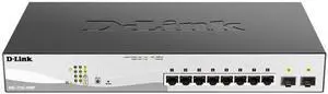 D-Link 10-Port Gigabit Smart Managed PoE+ Switch | 8 PoE+ Ports (130W) + 2 SFP Ports | L2+ | VLANs | Web Managed | Surveillance Mode | Desktop or Rackmount | Fanless | NDAA Compliant DGS-1210-10MP