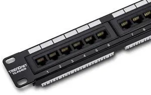 TRENDnet 24-Port Cat6 Unshielded Patch Panel, Wallmount or Rackmount, Compatible with Cat3,4,5,5e,6 Cabling, for Ethernet, Fast Ethernet, Gigabit Applications, Black, TC-P24C6 (Pack of 1)