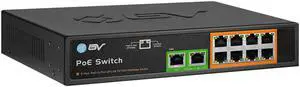 BV-Tech 8 Gigabit PoE+ Ports with 2 Enthernet Uplink, 130W, 802.3af/at POE-SW802G
