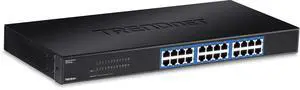 TRENDnet 24-Port Unmanaged Gigabit 10/100/1000 Mbps GREENnet Metal Housing Switch, 48 Gbps Switching Fabric, Fanless, Rack Mountable, TEG-S24G