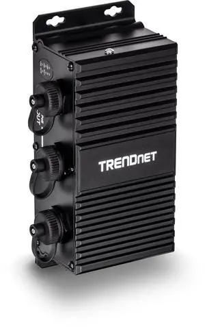 TRENDnet 2-Port Industrial Outdoor Gigabit UPoE Extender, Extends 100m- Total Distance Up to 200m (656'), Supports PoE (15.4W), PoE+(30W), UPoE(60W), IP67 Housing, TI-EU120, Black