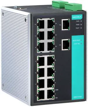 Moxa EDS-516A - 16 Ports Managed Ethernet Switch, 10/100 BaseTx, VLAN, IGMP Snooping, Port Trunking, RMON, QoS, SFP, SFP+, 100 Mbps, Metal Case