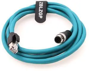 ZBLZGP M12 8 Pole Male A-Code High Flexible Shielded to RJ45 Industrial Ethernet Cat-6 Shielded Cable for Cognex Industrial Camera 2M