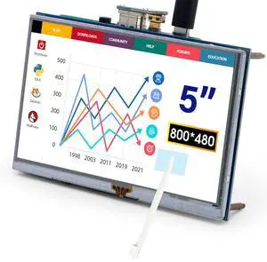 ELECROW 5-Inch Resistive Touch Screen TFT LCD Display, 800x480 HD Resolution, Compatible with Raspberry Pi 5/4/3/2B/Zero, Banana Pi, Jetson Nano, Windows 11/10/8/7