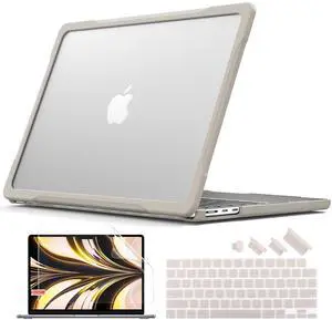 Batianda Ultimate Protection Case for M4 MacBook Air 13.6 inch 2025 2024 2022 Model A3240/A3113/A2681 Matte Carbon Fiber Edges Anti-Scratch and Anti-Fingerprint with Keyboard Cover, Rock Gray