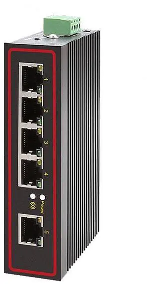 Diewu Industrial 5 Port ethernet LAN Network Switch 100Mbps Double DC Power high and Low Temperature Surge Protection