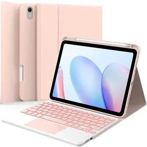 GreenLaw Keyboard Case for iPad 11th Generation(A16,2025) / 10th Generation(2022), Stain-Resistant Cover, 7 Color Backlit, Detachable Keyboard Case with Touchpad and Pencil Holder, Blush Pink
