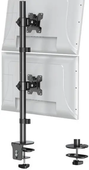 ErgoFocus Vertical Dual Monitor Stand, Stacked Monitor Mount for 2 Screen Max 32 inches, Computer Monitor Arm Holds up to 17.6 lbs Each, Height Adjustable, Swivel, Tilt Monitor Desk Mount, VESA 75/100
