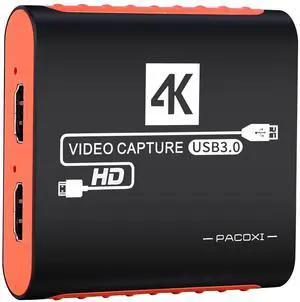 4K Capture Card with USB3.0 1080P 60FPS HDMI Video Cam Link for DSLR, Gaming Capture Card for Nintendo Switch/PS5/PS4/Xbox for OBS Twitch Live Streaming and Recording