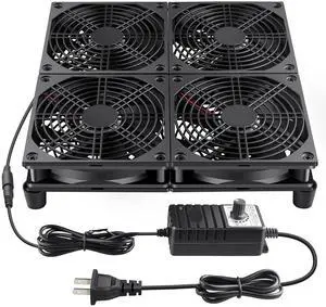Wathai 120mm x 4 Router TV Box Fan 110v - 240v Big Airflow with Speed Control for DIY Gaming Consoles, Amplifiers, Xbox, Laptop Stand, Mining Machines Devices Cooling