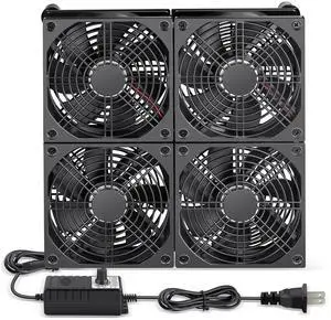 WDERAIR 4 x 120mm Small Flat Computer Cooling Fan with Variable Speed Controller for DIY Electronics Router Media TV Box Cabinet Server Equipment Exhaust Ventilation