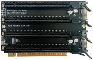 JMT PCI-E 3.0 x16 1 to 4 Split Card Gen3 PCIe-Bifurcation x16 to x4x4x4x4 Expansion Card 20.2mm Spaced Slots SATA Power Supply Port