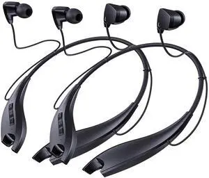 YOSDOM Neckband Bluetooth Headphones, Around The Neck Headphones 24H+ Playtime, Bluetooth Headsets with Call Vibration, Shark Jaw Design Wireless Earbuds+Noise Isolation/Mic/IPX7 Waterproof, 2 Pack