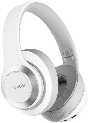 Vizliter Bluetooth Headphones, TWS Deep Bass Wireless Over-Ear Headset 5.3 with Built-in Mic LED Lights, Noise Cancelling Audio Earphones (White Grey)