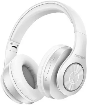 TUINYO Bluetooth Headphones Wireless, Over Ear Stereo Wireless Headset 40H Playtime with deep bass, Soft Memory-Protein Earmuffs, Built-in Mic Wired Mode PC/Cell Phones/TV-White