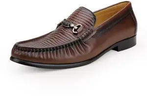 Men's Leather Penny Loafers, Driving Loafers Slip-on Classic Softsole Dress Shoes (Brown), 10