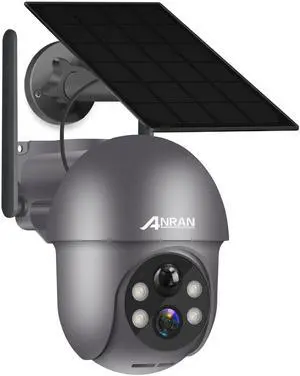 ANRAN Security Camera Wireless Outdoor with 360° View, 2K Solar Outdoor Camera with Smart Siren, Spotlights, Color Night Vision, PIR Human Detection, Pan Tilt Control, 2-Way Talk, IP65, Q1 Grey