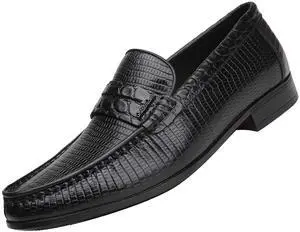 Men's Classic Leather Penny Loafers, Formal Dress Shoes Driving Casual Shoes Slip-on Loafer for Mens(Black), 12