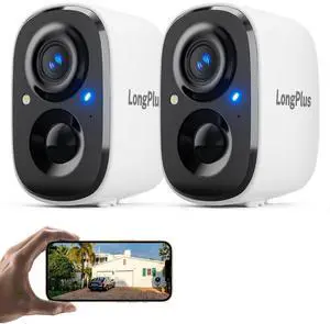 LongPlus Security Cameras Wireless Outdoor Camera Wireless Camera for Home Security, 2 Pack Battery Powered WiFi Cameras with AI Motion Detection, 2-Way Talk, Cloud/SD Storage