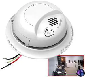 1080P HD Smoke Detector WiFi Spy Camera P2P Wi-Fi Fire Alarm Hidden Nanny Cam Spy Camera, Ceiling Mount, 110V AC Connector (9120 Model)