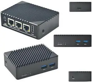 youyeetoo NanoPi R5S Mini Router with Metal Case,4GB LPDDR4 32GB EMMC, RK3568 Development Board 0.8TOPS NPU Support Docker Three Ethernet Ports USB3.0 HDMI Support M.2 NVMe Storage PD Power
