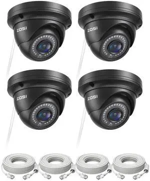 ZOSI 4 Pack 5MP 3K Add-on Security Dome POE Camera with Cable, 2880 x 1620 Indoor Outdoor IP Camera, 80ft Night Vision, 3.6mm Lens, 95°View Angle, IP66 Weatherproof (Only Work with ZOSI PoE NVR)