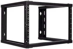 NavePoint 6U Wall Mount Open Frame 19 Inch Server Equipment Rack Threaded 16 inch Depth Black