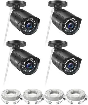 ZOSI 4 Pack 5MP 3K Add-on Security POE Camera with Cable, 2880 x 1620 Indoor Outdoor Bullet IP Camera, 120ft Night Vision, 3.6mm Lens, 95°View Angle, IP66 Weatherproof (Only Work with Our PoE NVR)