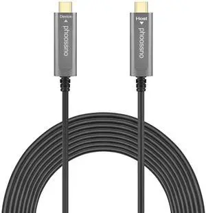 phoossno USB C to C Fiber Optical Cable USB 3.1 Type C Cable 10Gbps 50FT Compatible with Microsoft Azure Logitech Camera Aver &Vaddio & Barco ClickShare Touch Screen Kinect Intel RealSense