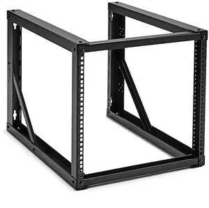 NavePoint 9U Open Frame Wall Mount Server Rack for 19" Networking IT Equipment & A/V Gear, 24.81" Depth, 198 lbs Weight Capacity, 12-24 Threaded
