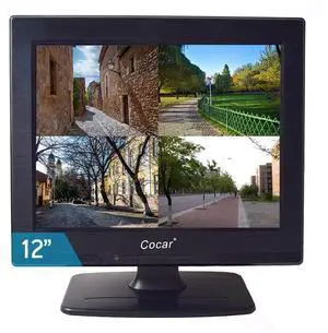 CCTV Monitor, 12 inch LCD Security Monitor HDMI VGA AV & BNC 4:3 HD Computer Display LCD Screen with 2 Built-in Speakers USB Drive Player for Home/Store Surveillance Camera STB PC