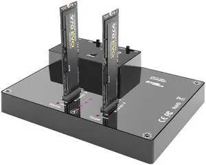 MAIWO K3015P Portable Dual Bay M.2 NVME Docking Station, Tool-Free Type-C10Gbps NVME SSD External Enclosure, with Offline Clone duplicator and System Copy Function.