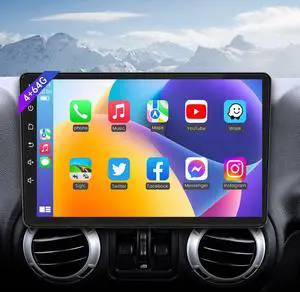 8 Core 4+64GB Car Radio Upgrade for Jeep Wrangler JK : 10.1" Touchscreen Head Unit with CarPlay/Android Auto/Bluetooth/Android 13/GPS/FM/AM/AHD Camera