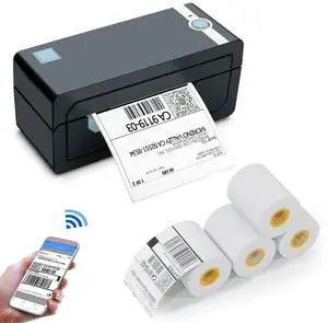 JADENS Bluetooth Label Printer & 4 Roll Thermal Labels