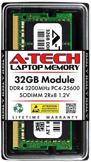 A-Tech 32GB RAM Replacement for CT32G4SFD832A | DDR4 3200MHz PC4-25600 (PC4-3200AA) CL22 SODIMM 2Rx8 1.2V Non-ECC SO-DIMM 260-Pin Laptop, Notebook Memory Module