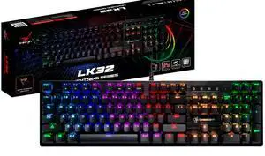 Digifast LK32 Mechanical Gaming Keyboard | RGB Backlit Gaming Keyboard - Optical Linear Switches - 100 Million Durability | Customizable Color | Textured Surface | Water-Resistant Design (Black)